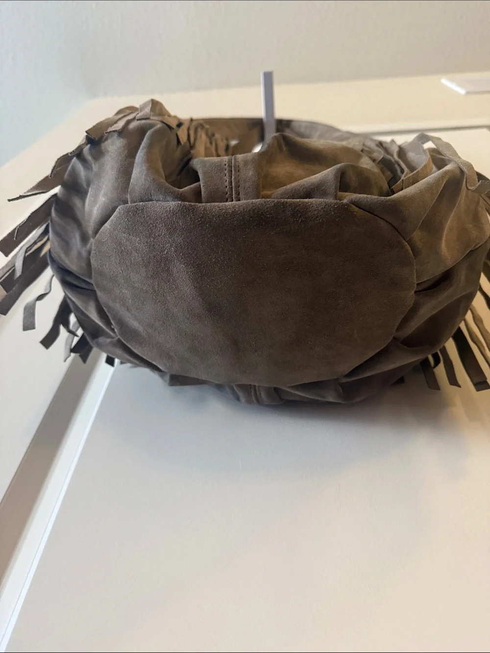 GUC JJ Winters XXL Taupe Suede Fringe Hobo Bag